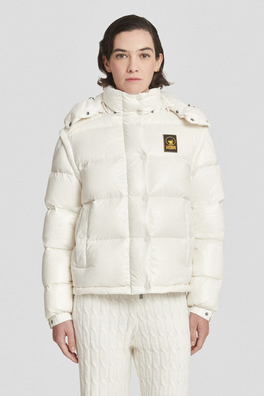 Piumino Ciesse trapuntato bianco con cappuccio e maniche staccabili