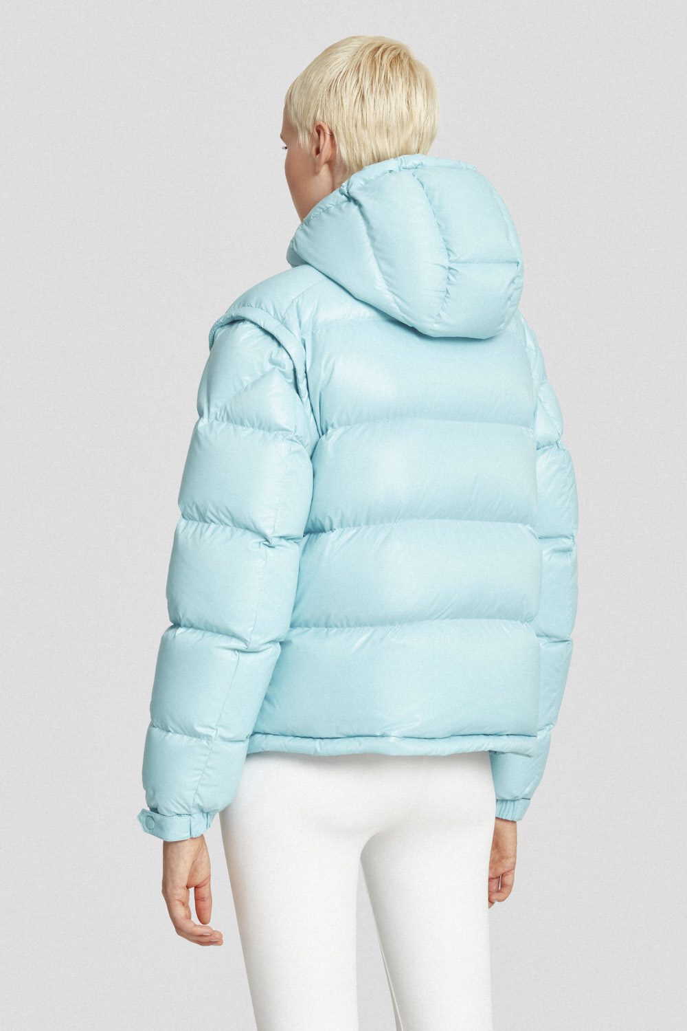 Piumino Ciesse trapuntato azzurro con cappuccio e maniche staccabili