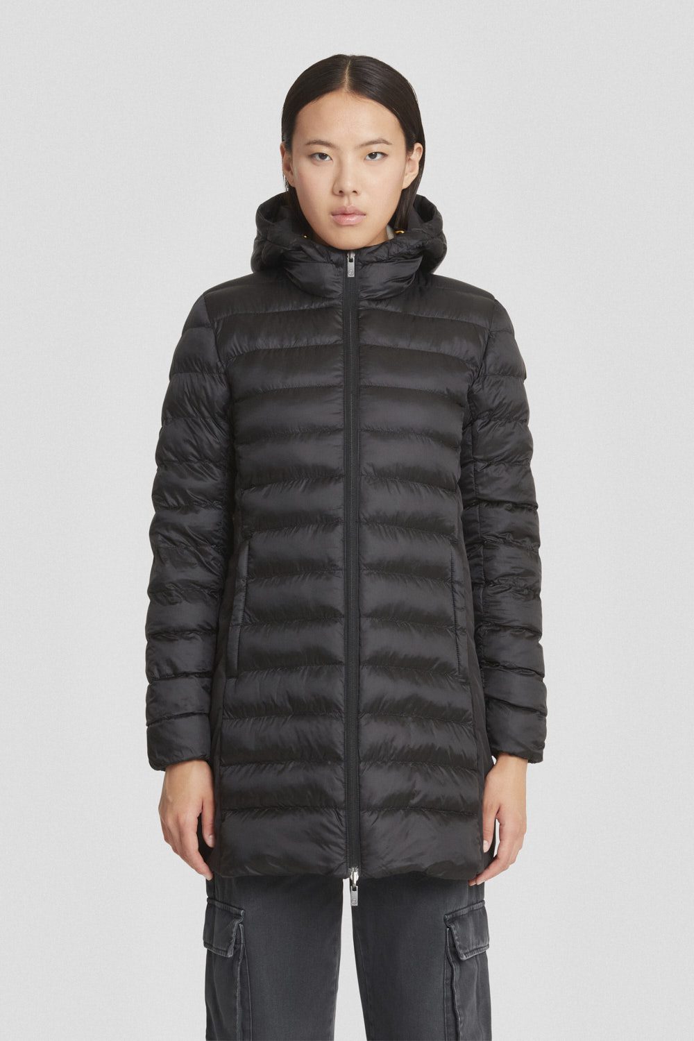 Piumino Ciesse reversibile nero con cappuccio