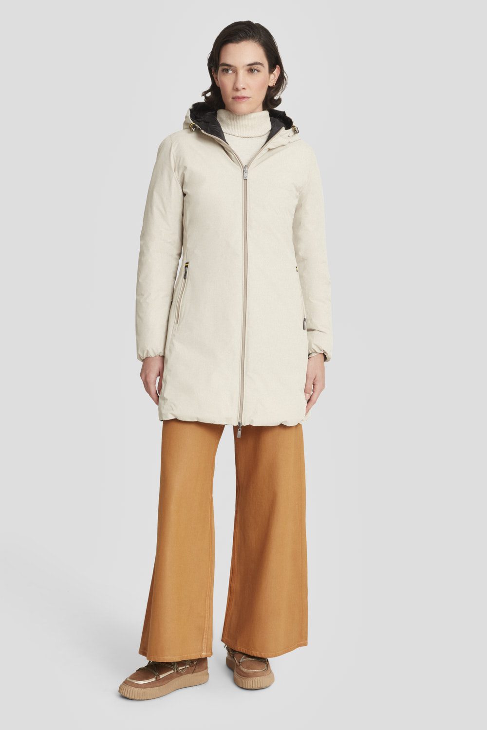 Piumino Ciesse reversibile beige/nero con cappuccio