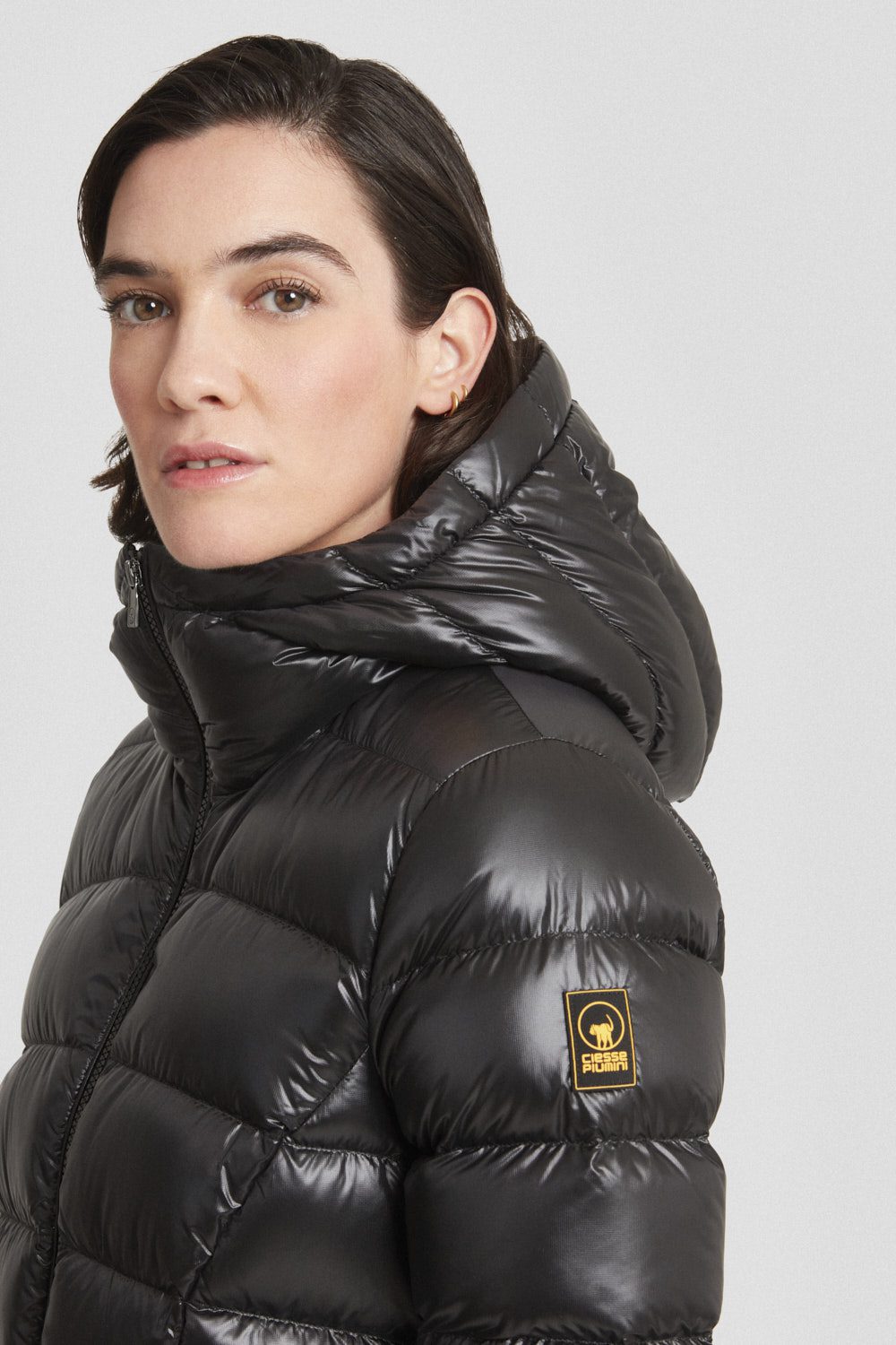 Piumino Ciesse nero con cappuccio