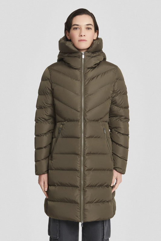 Piumino Ciesse lungo verde militare con cappuccio